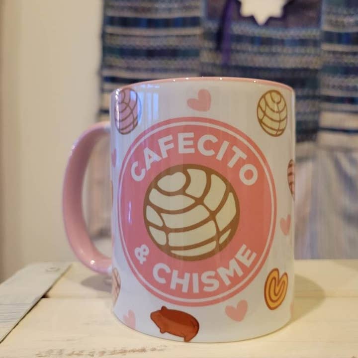 My Momotaro - Wholesale Coffee Mug - Cafecito Y Chisme 11oz Coffee Mug /latina mug/ pink mug/2