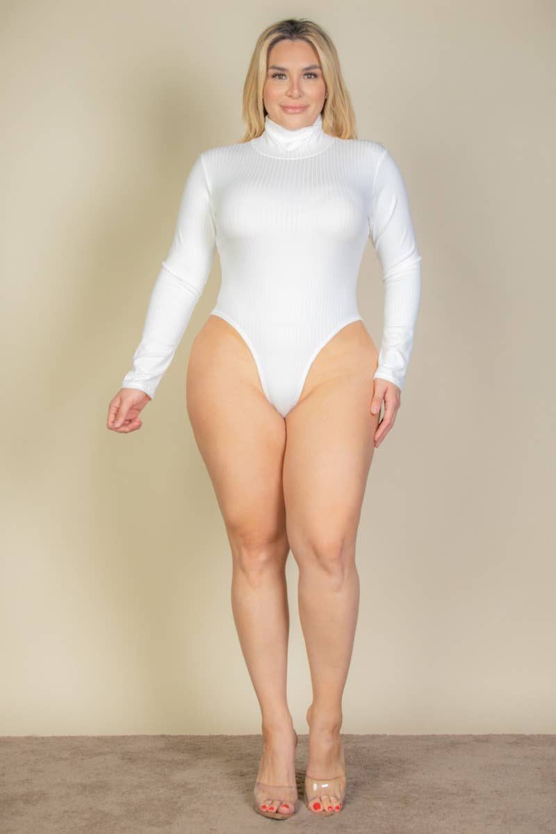 CAPELLA APPAREL - Wholesale Bodysuit - Women's - Plus Size Ribbed Turtle Neck Long Sleeve Bodysuit36
