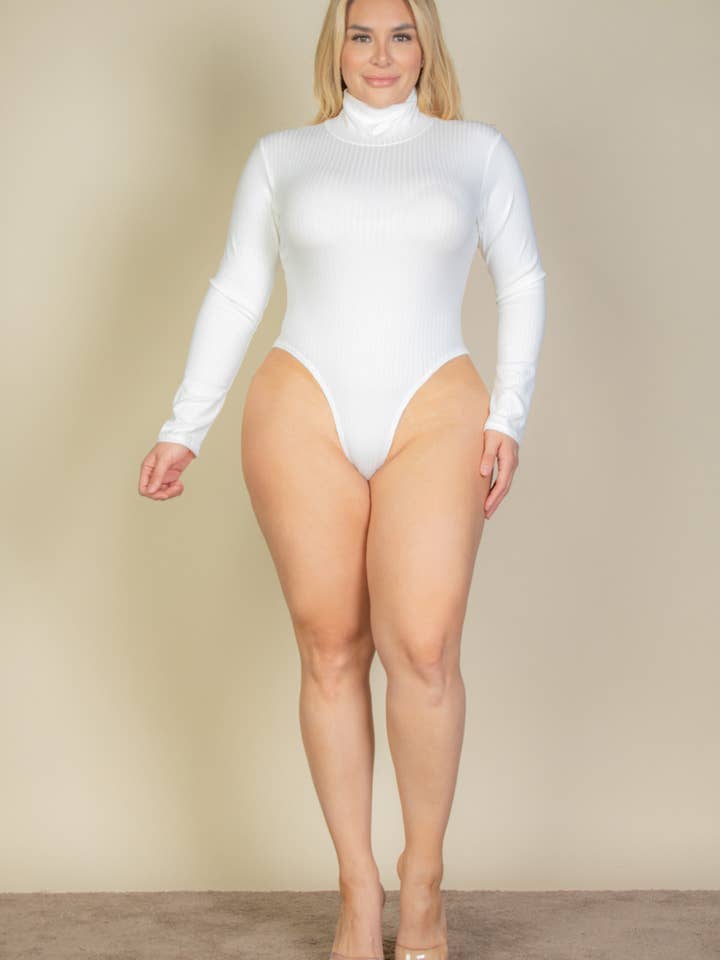 CAPELLA APPAREL - Wholesale Bodysuit - Women's - Plus Size Ribbed Turtle Neck Long Sleeve Bodysuit36