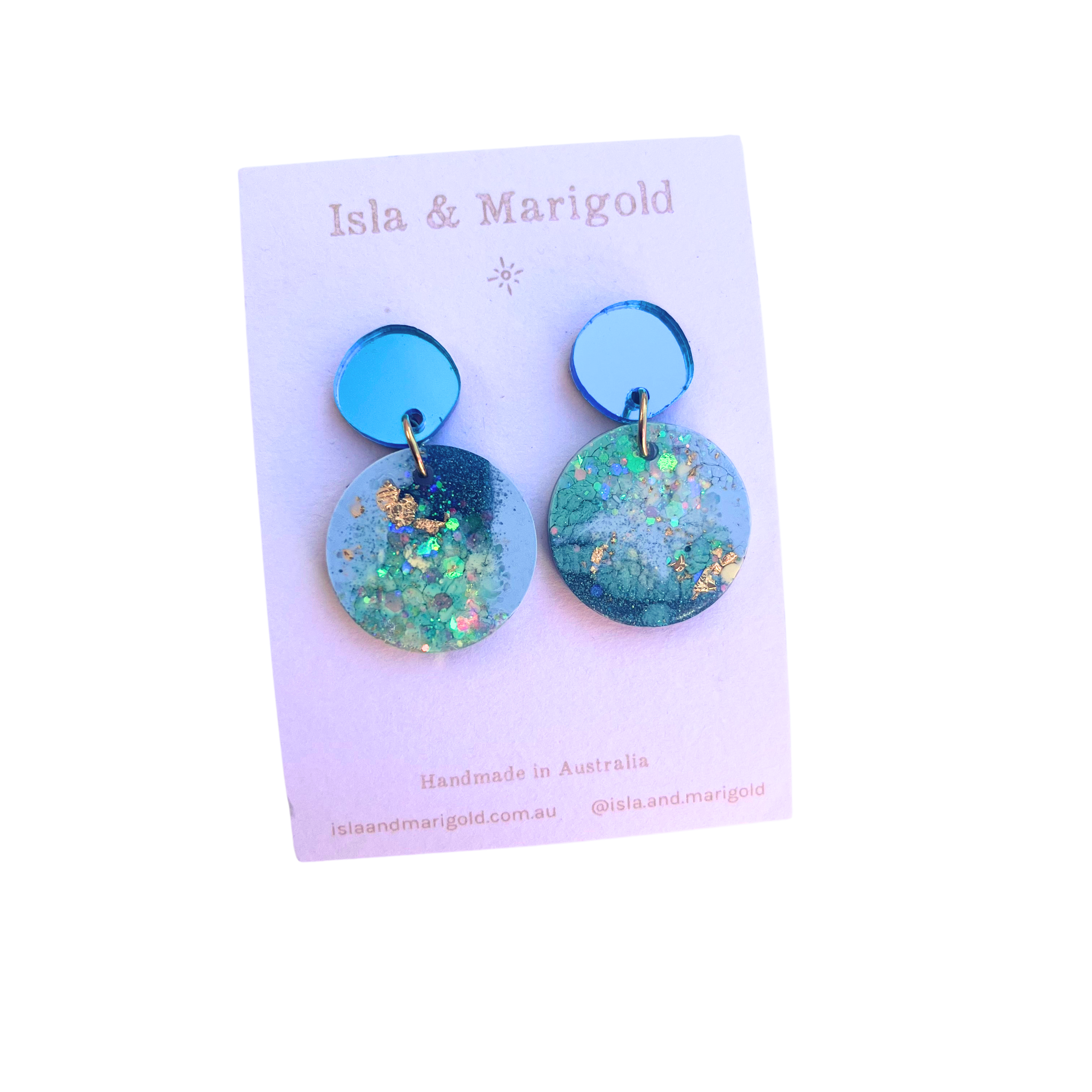 Isla & Marigold - Wholesale Dangle earrings - Mirror Mirror Earrings- Sea Blue2