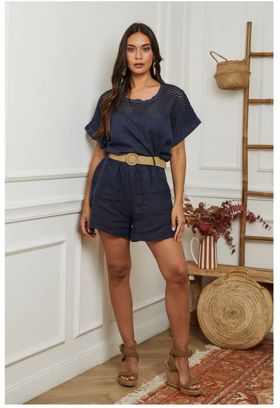 LÉA & LUC – wholesale Shorts – Dam – Shorts i 100 % linne med bälte REF. 505734