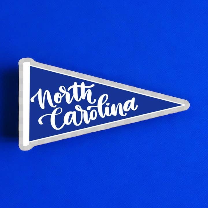 North Carolina Blue Waterproof Vinyl Pennant Decal for wholesale by Positively North Carolina