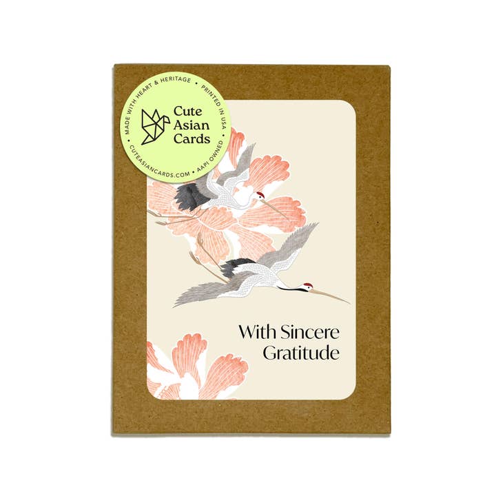 Cute Asian Cards - Wholesale Thank You Card - Crane & Peony 8 Assorted Thank You Greeting Cards | Gratitude Boxed Set1