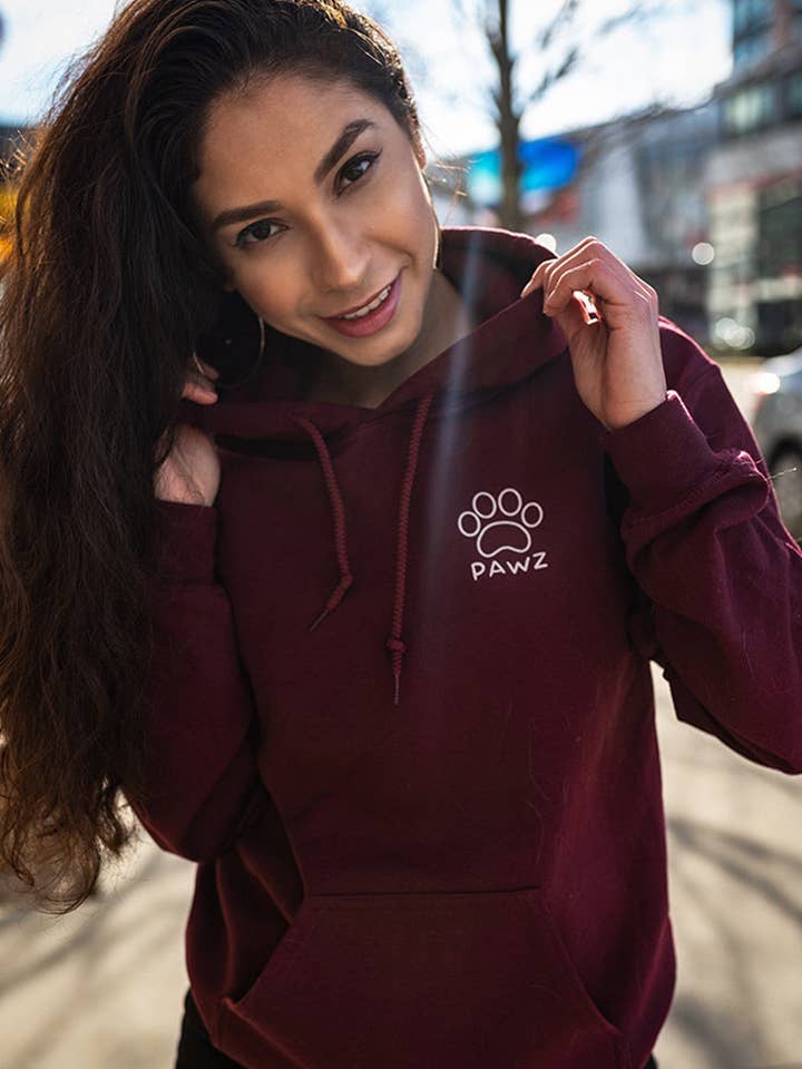 Sudadera con capucha White Paw Heart Dog Lover, color granate para venta al por mayor de PAWZ
