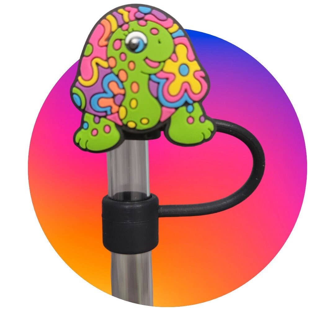 TheSaltyChic - Wholesale Drink Topper - Groovy Turtle Silicone Strawtopper for Tumblers0