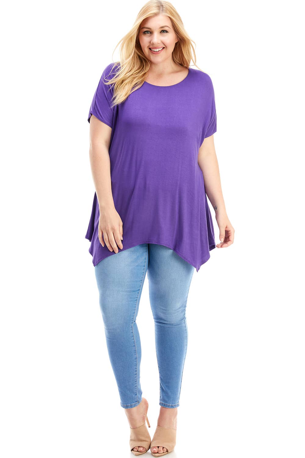 Azules Clothing - Wholesale Tunic - Women's - ATP-2307RSX Plus Size Asymmetric Short Sleeve Tunic51