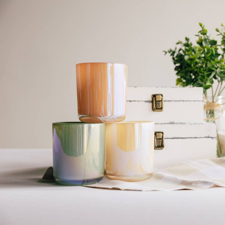 Hive and Honey Candle Supply - Wholesale Candle Holder - 12oz Iridescent White Candle Jar1