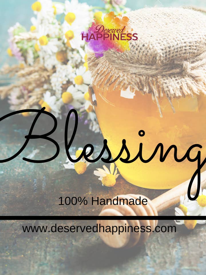 Large Blessings Honey Scented Candle for wholesale by Deserved Happiness