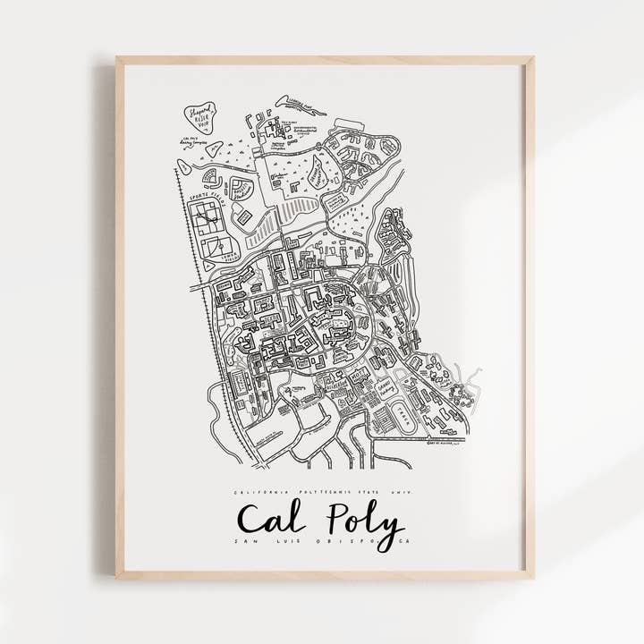Cal Poly San Luis Obispo University Campus Map Print for wholesale by By Aleisha