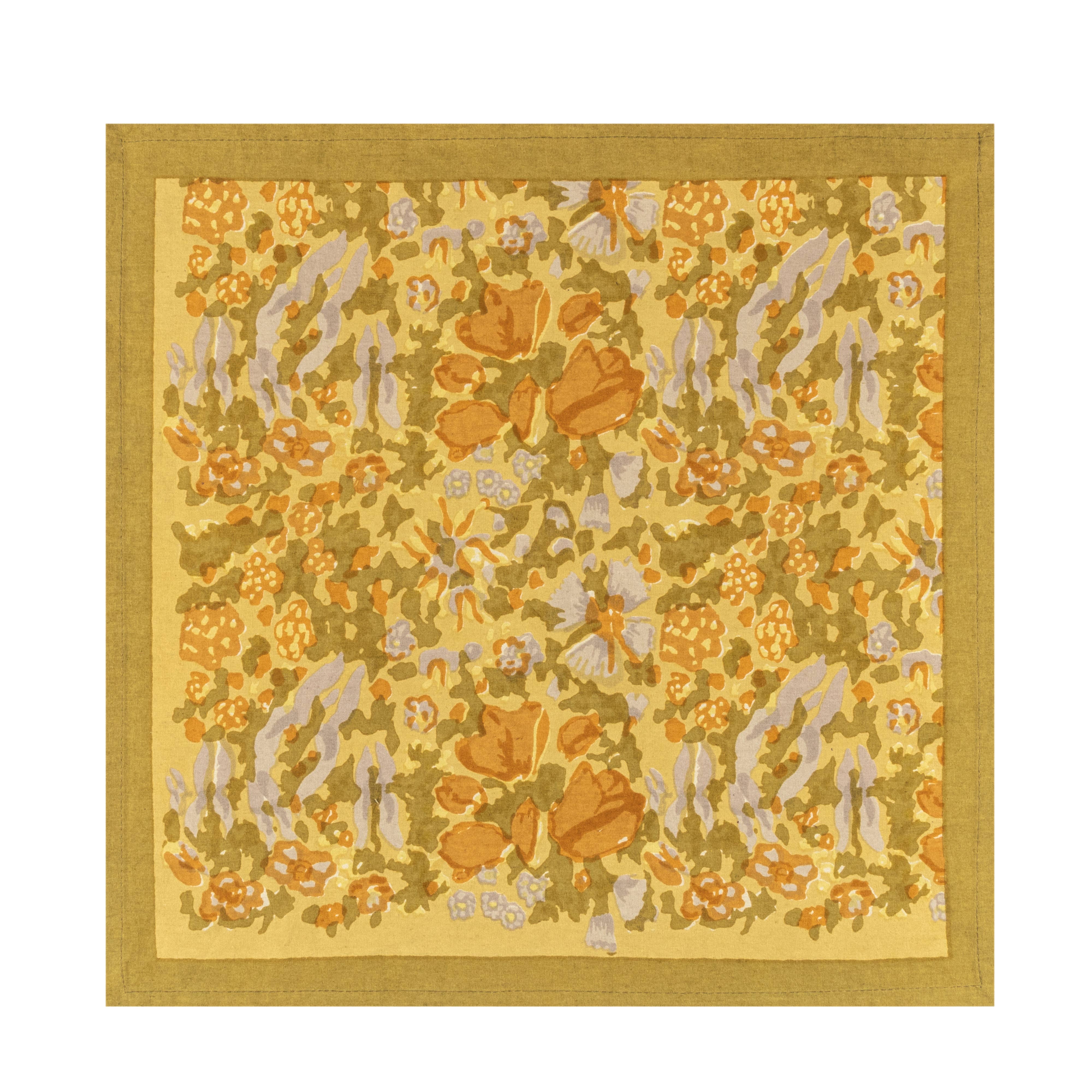 Couleur Nature - Wholesale Dinner & Cloth Napkin - Jardin Mustard & Grey | Napkins - Set of 62