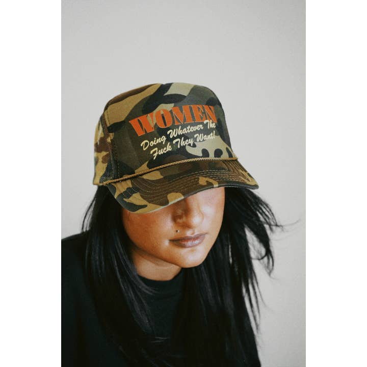 Camo Women Doing What They Want Trucker Hat for wholesale on Faire