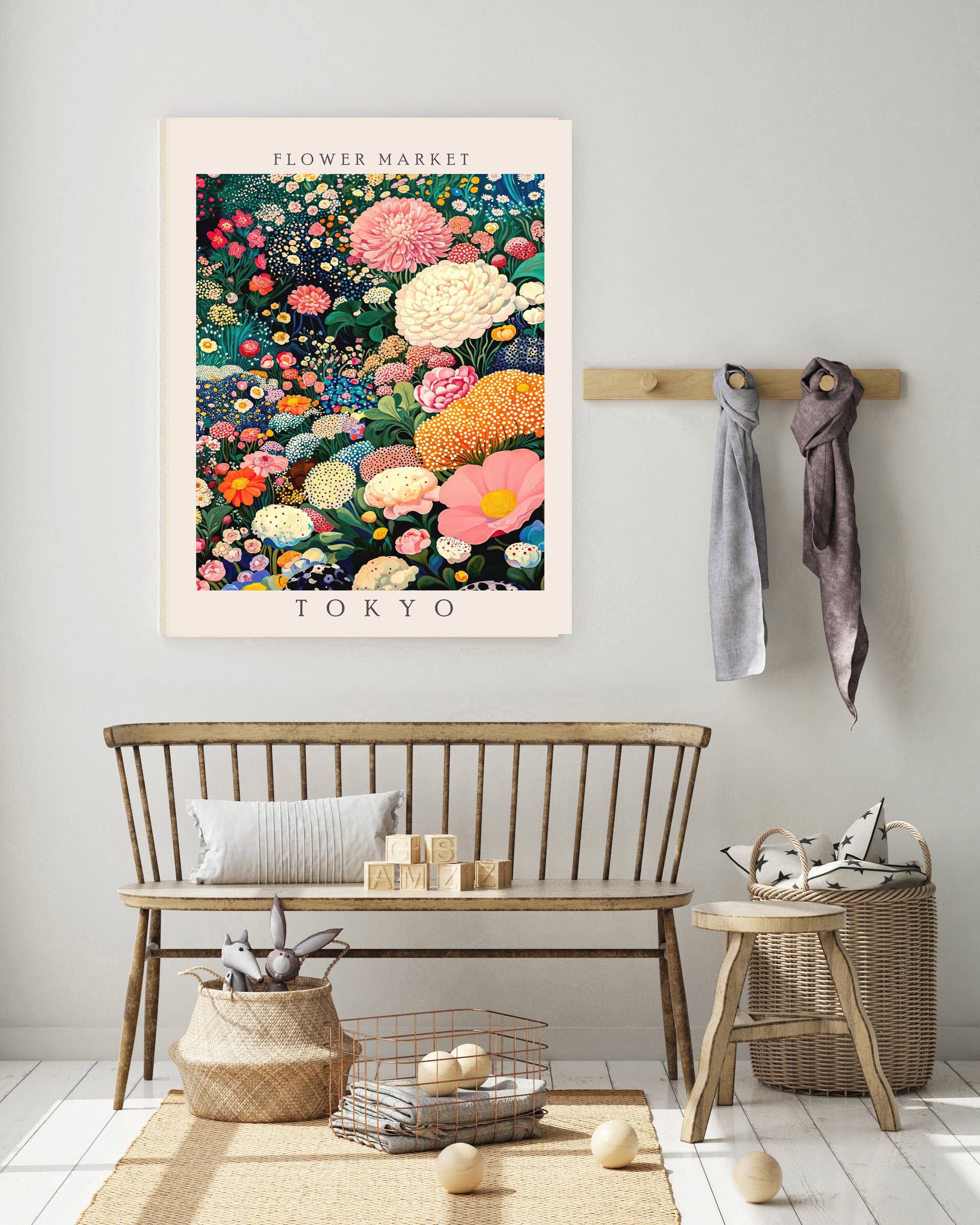 Kumo Art Prints – wholesale Art print – Flower Market Tokyo Japanese Art Print     1