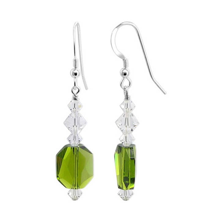 .925 Sterling Silver Drop Earrings with Multifaceted Austrian Crystals for wholesale by Gem Avenue Wholesale