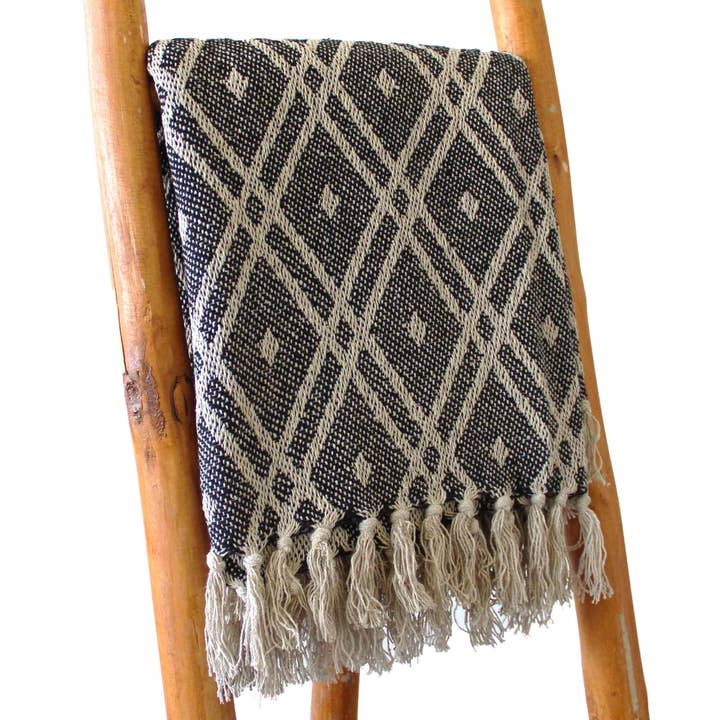 Boho Comfort Blankets - 125x150cm - Black and Beige for wholesale by AW Artisan