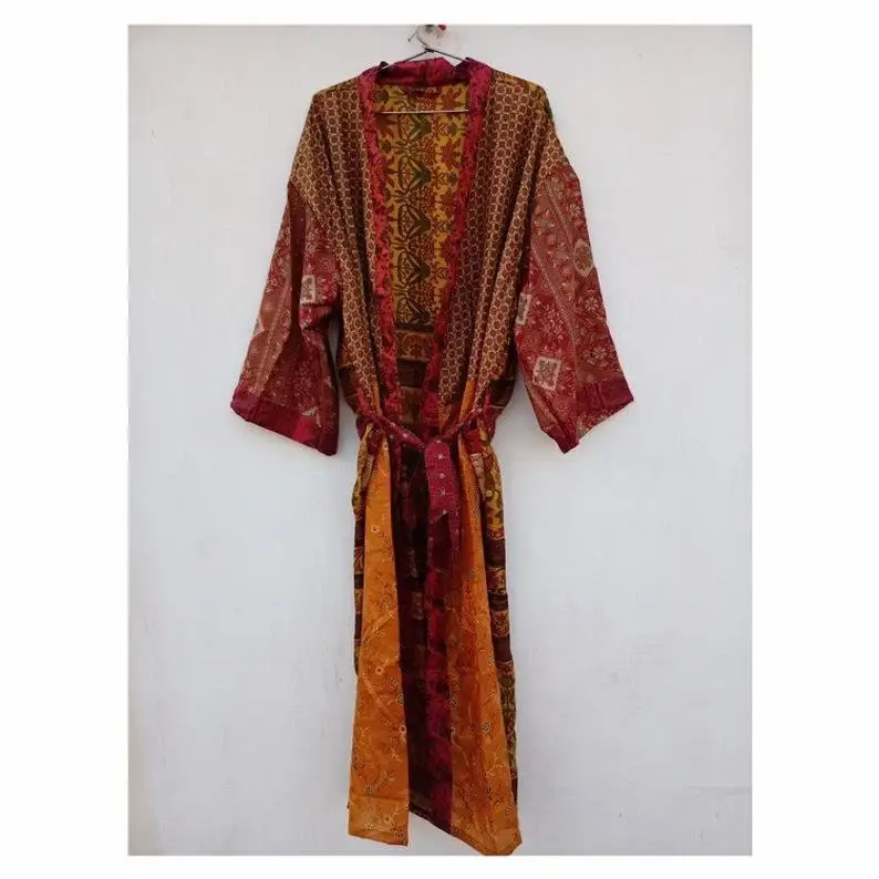 GYPSY STUDIO - Wholesale Robe - Women's - Silk Robes Vintage Recycle Silk Saree Patchwork Robes Silk 4