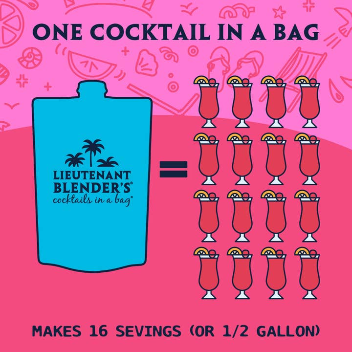 Lieutenant Blender's Cocktail Mixes - Wholesale Cocktail Mix/Syrup - Strawberry Daiquiri in a Bag Cocktail/Mocktail Slushie Mixer5