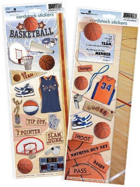 Basketball Cardstock Sticker 2pk for wholesale by Paper House Productions