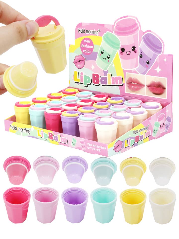 Pastell-Café-Kaffeetassen-Duft-Lippenbalsam - 24 Stk. für den Großhandel von Cap Zone