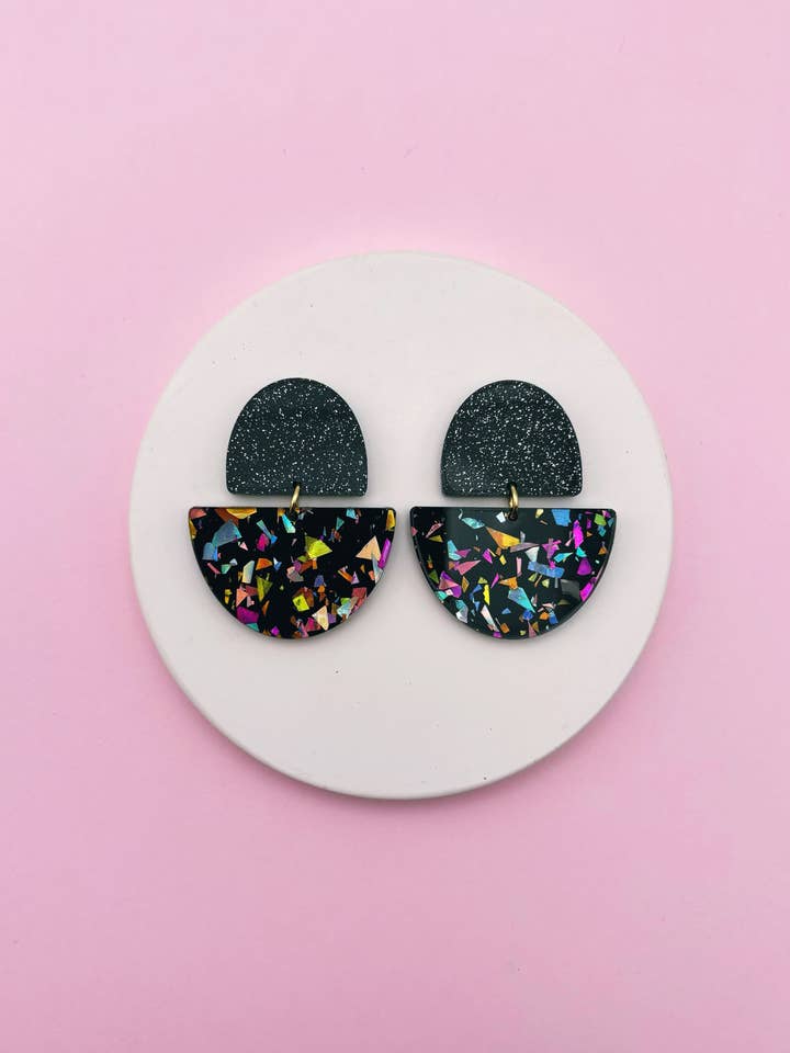 Odette Earrings - Black / Terrazzo Glitter for wholesale by Studio Annette