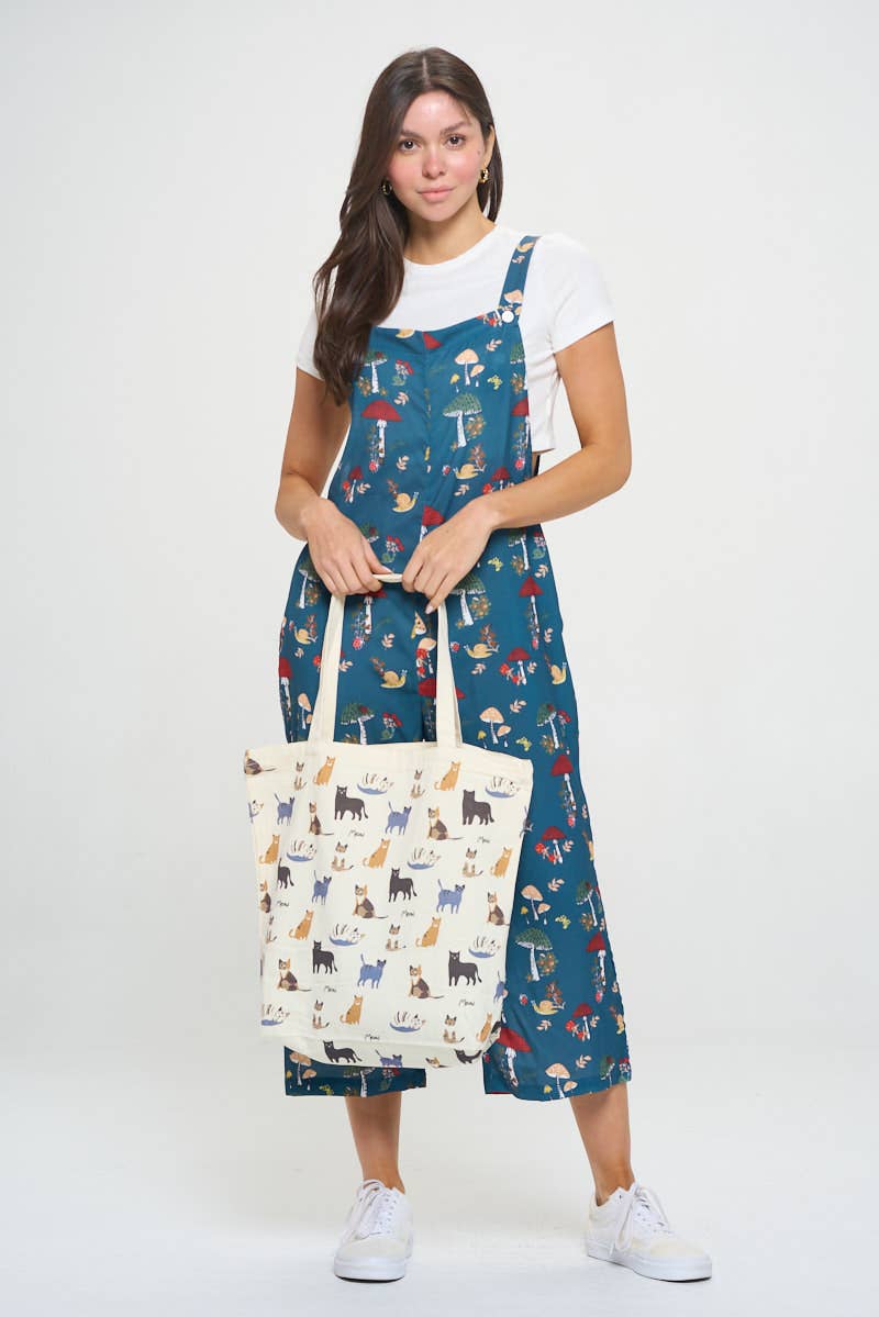 SM WARDROBE - Wholesale Tote Bag - Women's - MEOW CAT  PRINT TOTE BAG5