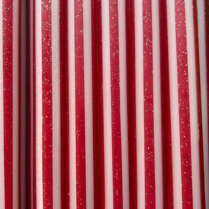 The Colour Emporium – wholesale Tapered candle/candlestick – Christmas Pinstripes Individual1