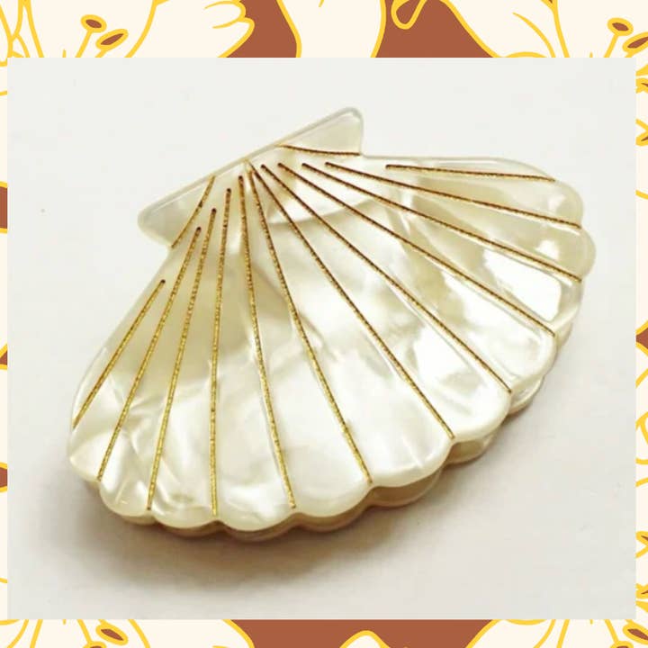 The Coconut Collective - Wholesale Haarclip - Dames - Ivory Kamschelp Klauwclip0