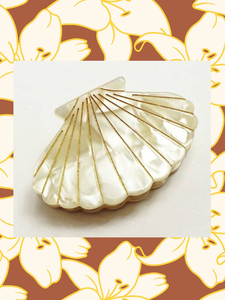 Ivory Clam Shell Claw Clip for wholesale by The Coconut Collective