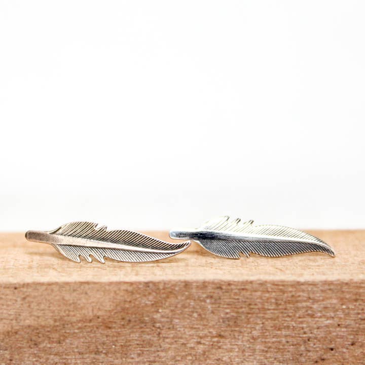 Sterling Silver Feather Stud Earrings for wholesale by Tribomo