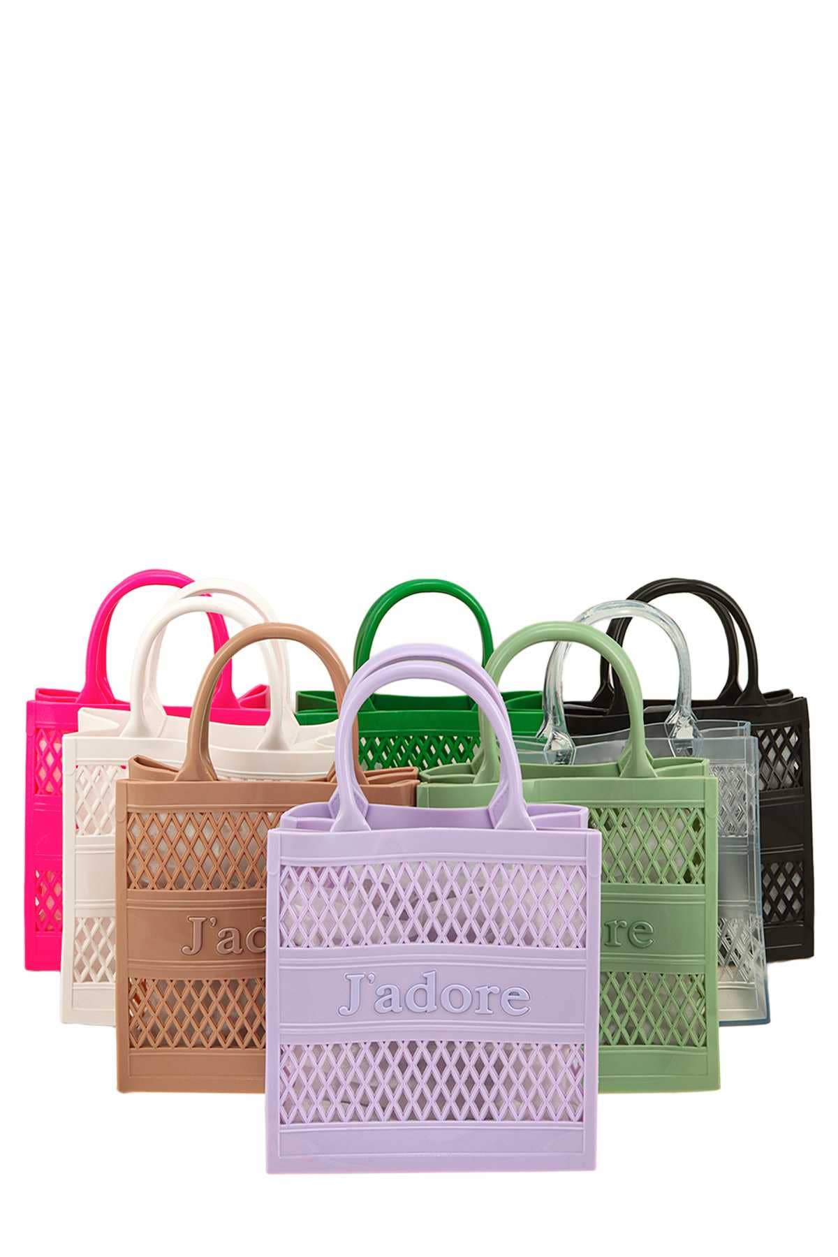 Pink Irene Wholesale - Wholesale Top Handle Bag - Women's - JADORE Mesh Style Top Handle Jelly Bag0