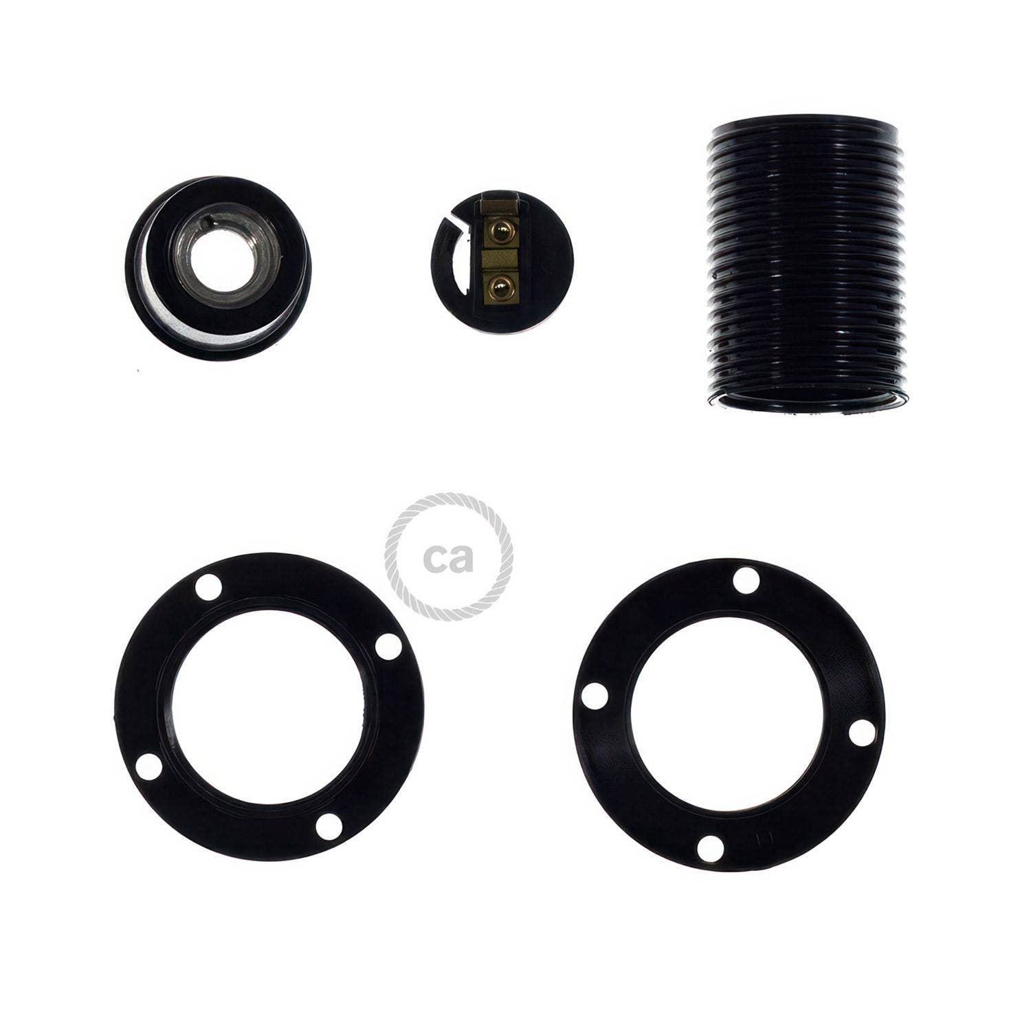 LIGHTINUP S.R.L. - Wholesale Chandelier/Hanging Light - E14 bakelite lamp holder kit with double ring for lampshade2