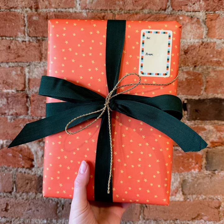 Wolf & Wren Press - Wholesale Flat Wrap - Golden Stars Gift Wrap2