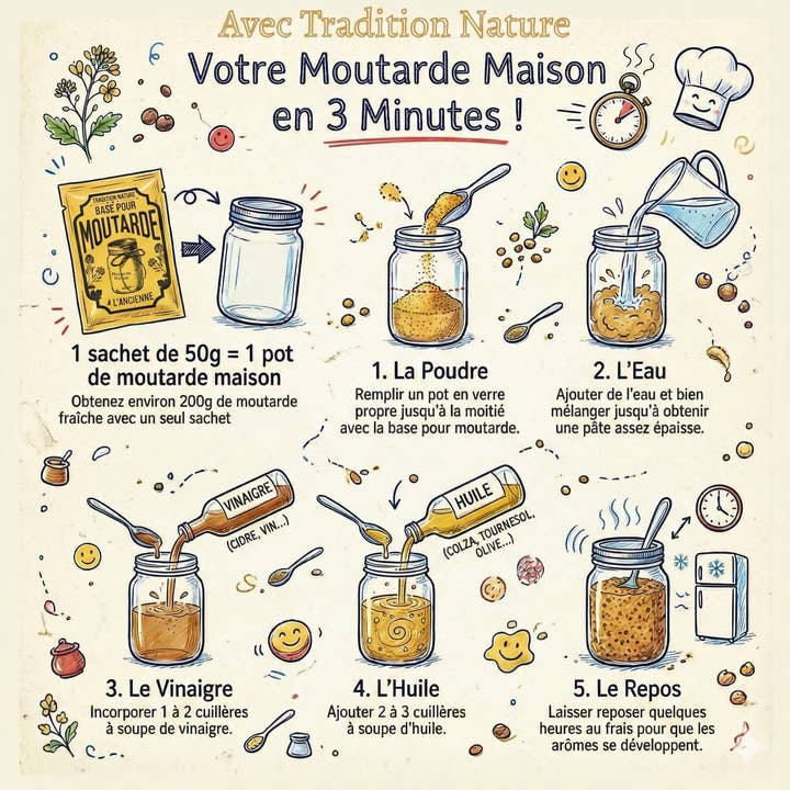 Tradition Nature - Wholesale Mustard - Homemade artisan mustard base | 50 g sachet cardboard1