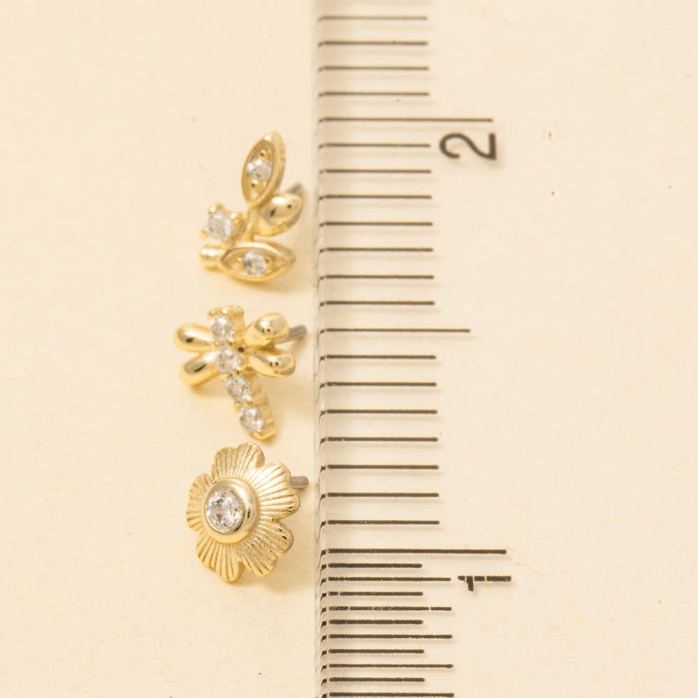 GZ Sterling Silver Mixed Flat Back Stud Earrings Set for wholesale on Faire2