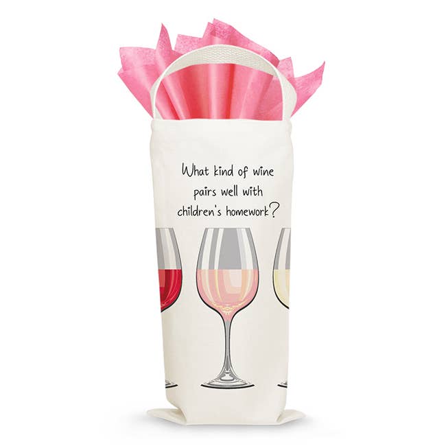 Gift tote-What kind of wine pairs well with for wholesale by Mariasch Studios