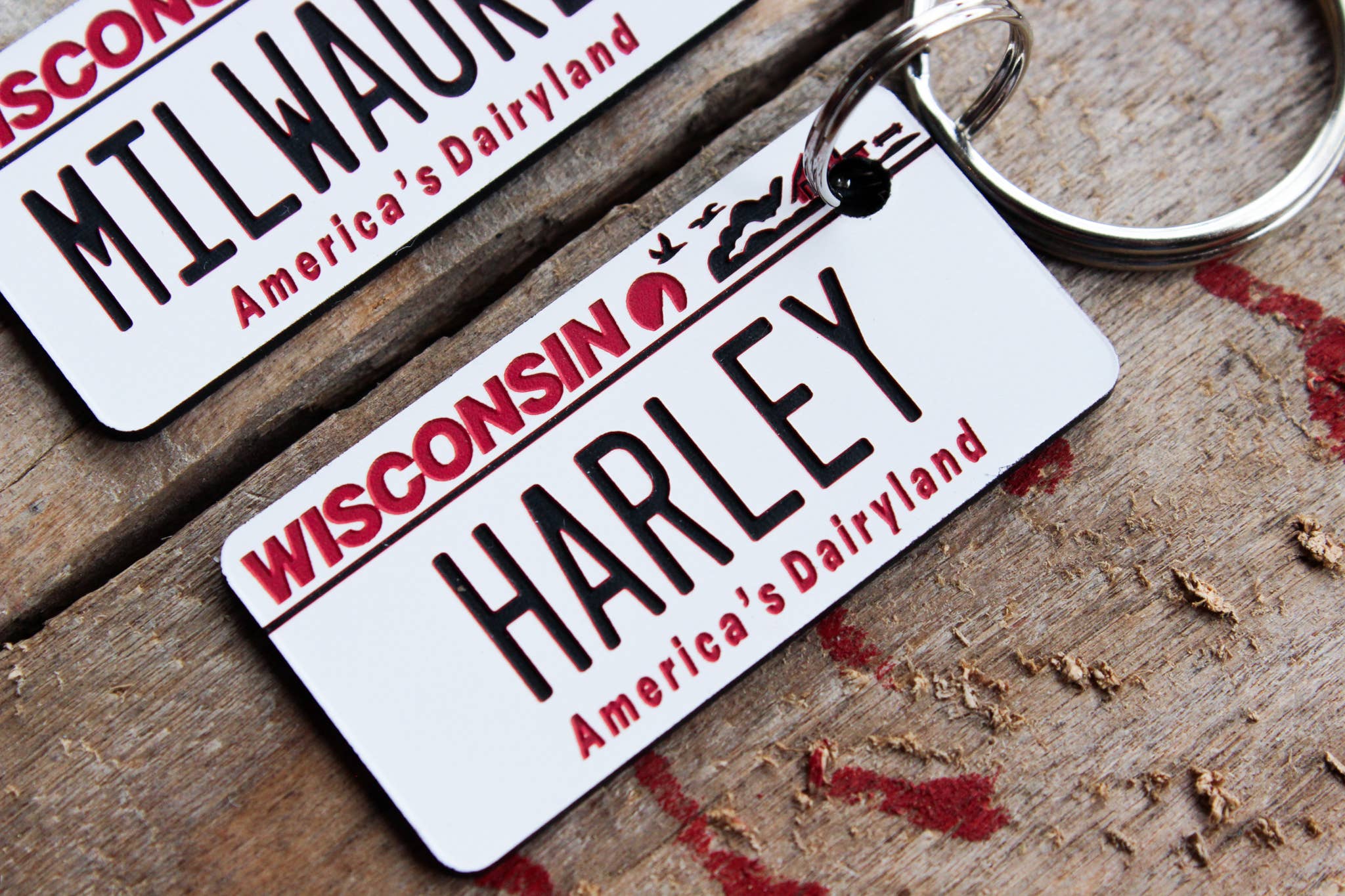 The Laundry Room Shop - Vente Porte-clés – unisexe - Porte-clés en plastique gravé personnalisable - Wisconsin2