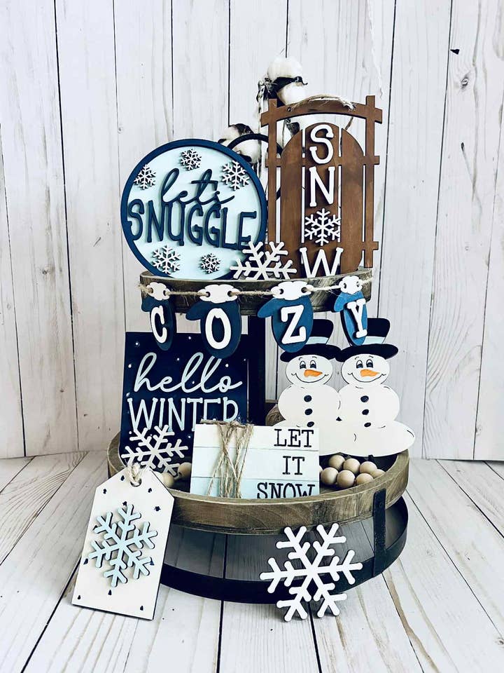 Tiered Tray DIY Blank Set - Winter Snow for wholesale by Made by Seven Arrows
