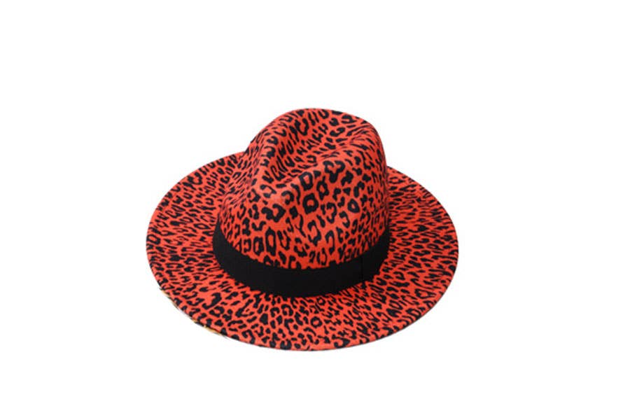 Nima Accessories Inc - Wholesale Fedora - Women's - Ladies Polyester Animal Leopard Print Belt Decor Fedora Hat1