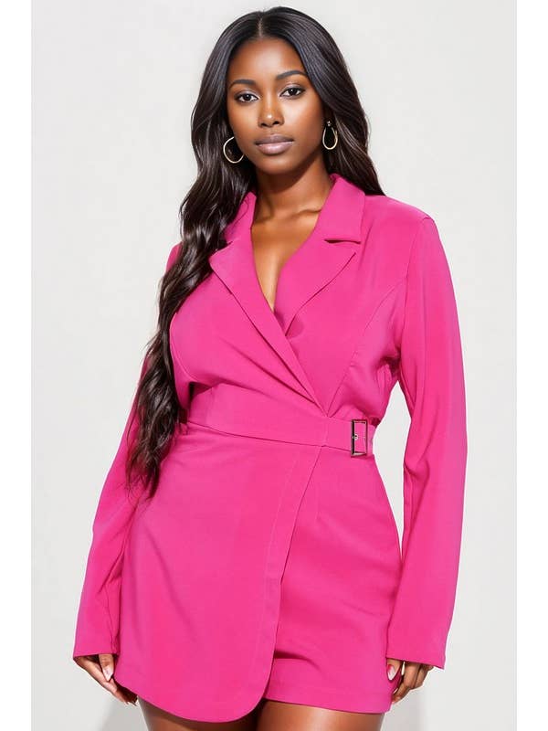 5besties inc - Wholesale Romper - Women's - Collared Blazer Romper1