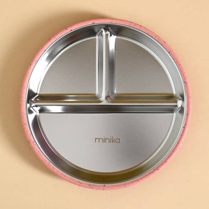 Assiette à succion en acier inoxydable et silicone - Sorbet pour la vente par Minika