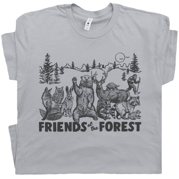 Shirtmandude Co - Wholesale Screen Printed T-Shirt - Unisex - Forest Friends T Shirt Funny Camping Hiking Wilderness Theme