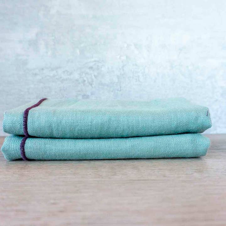 West Coast Handmade – Großhandel Papier- & Stoffserviette – Servietten aus 100% Leinen, Grün (Lagune), 2 Stück