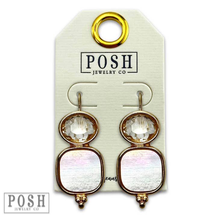 Gold Rhinestone and MOP look earring for wholesale on Faire2