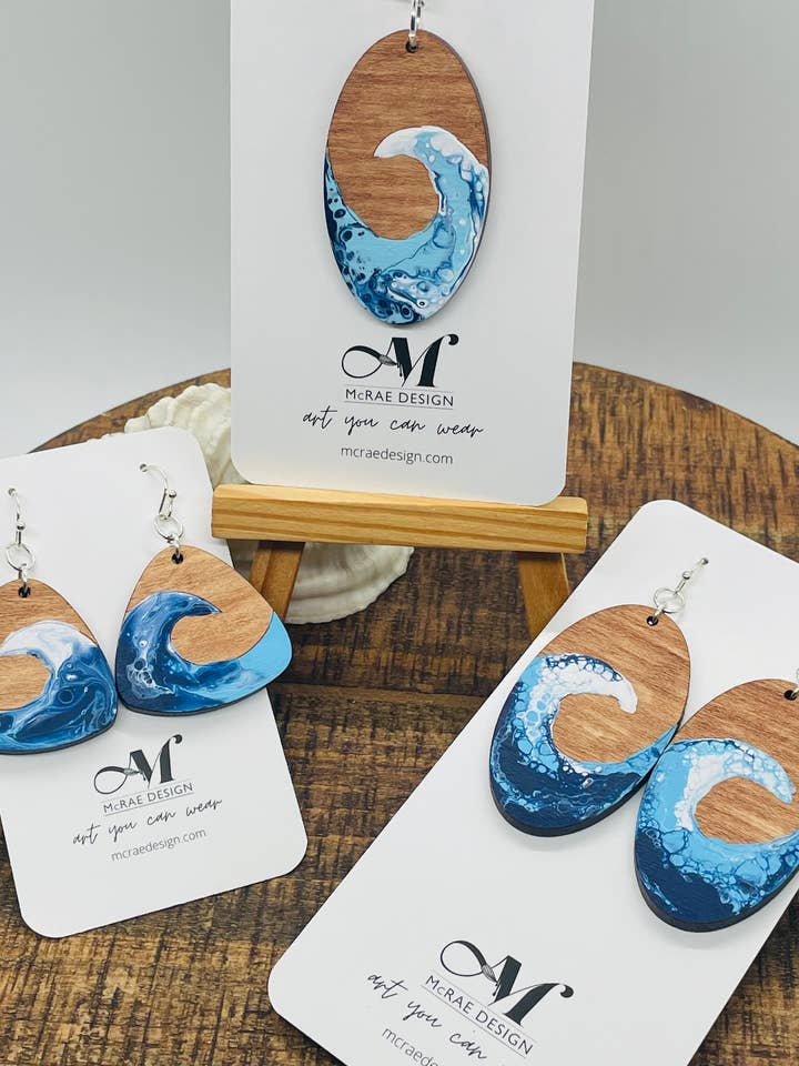 The Wave - Hand Painted Wooden Necklace for wholesale by McRae Design