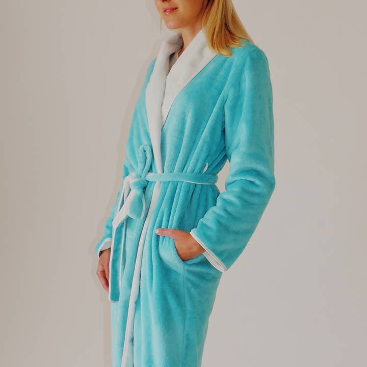 Two Sided Minke Combo Color Classic Long Robe for wholesale by Karen Luu