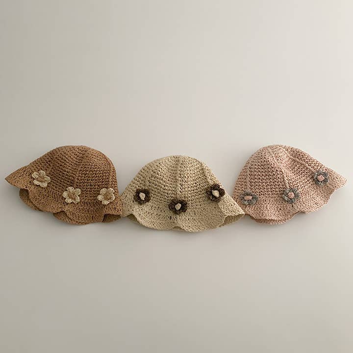 Annie & Charles - Wholesale Bucket Hat - Kids - Annie & Charles® Papyrus Flower Summer Hat