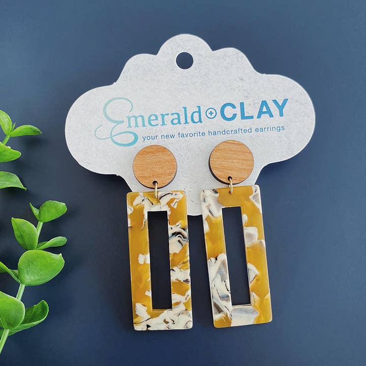 Rettangolo acrilico con palo in legno - Digione per la vendita all'ingrosso da parte di Emerald and Clay