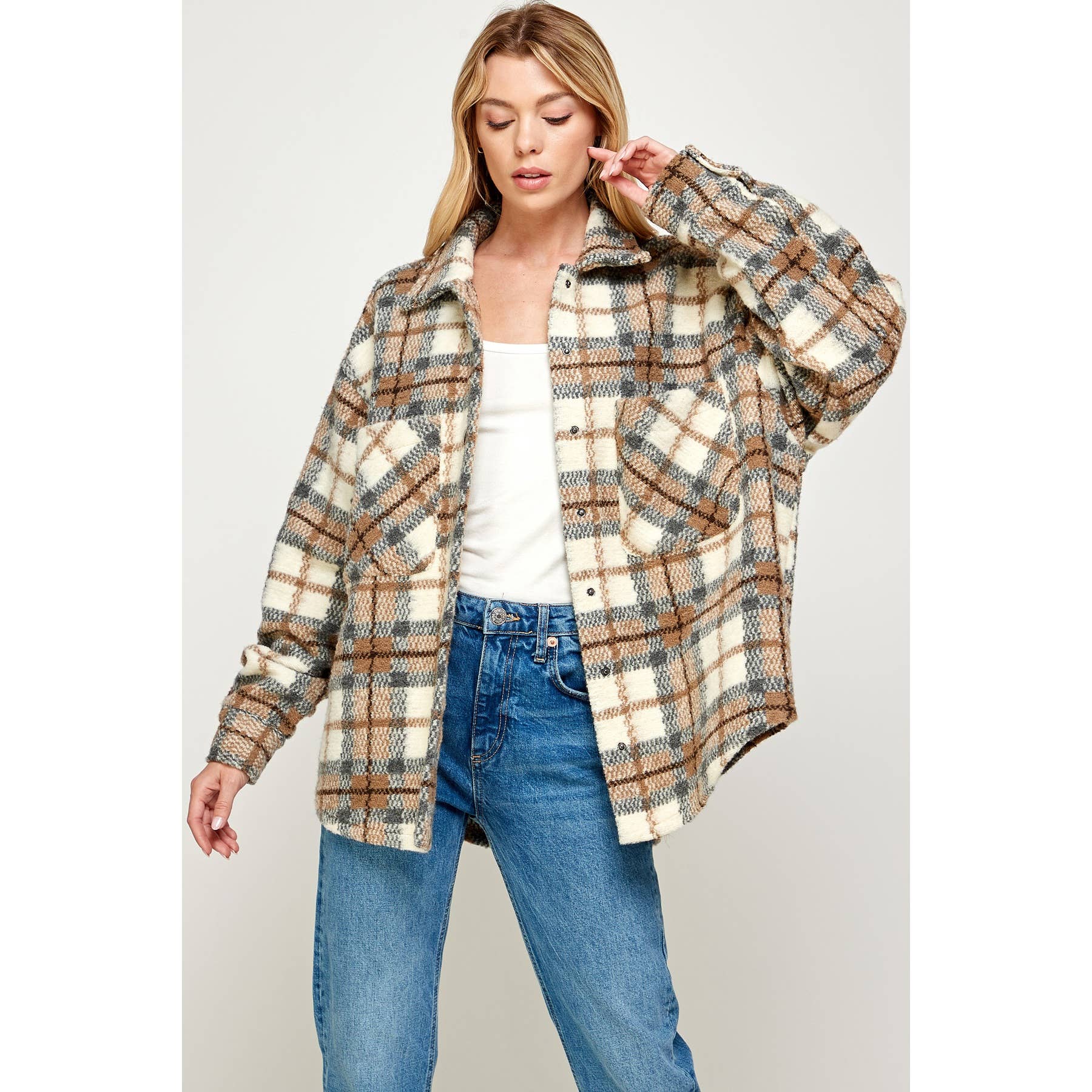 Sans Souci - Vente Chemise à col boutonné – femme - CHEMISE À CARREAUX BOUTON-PRESSION0