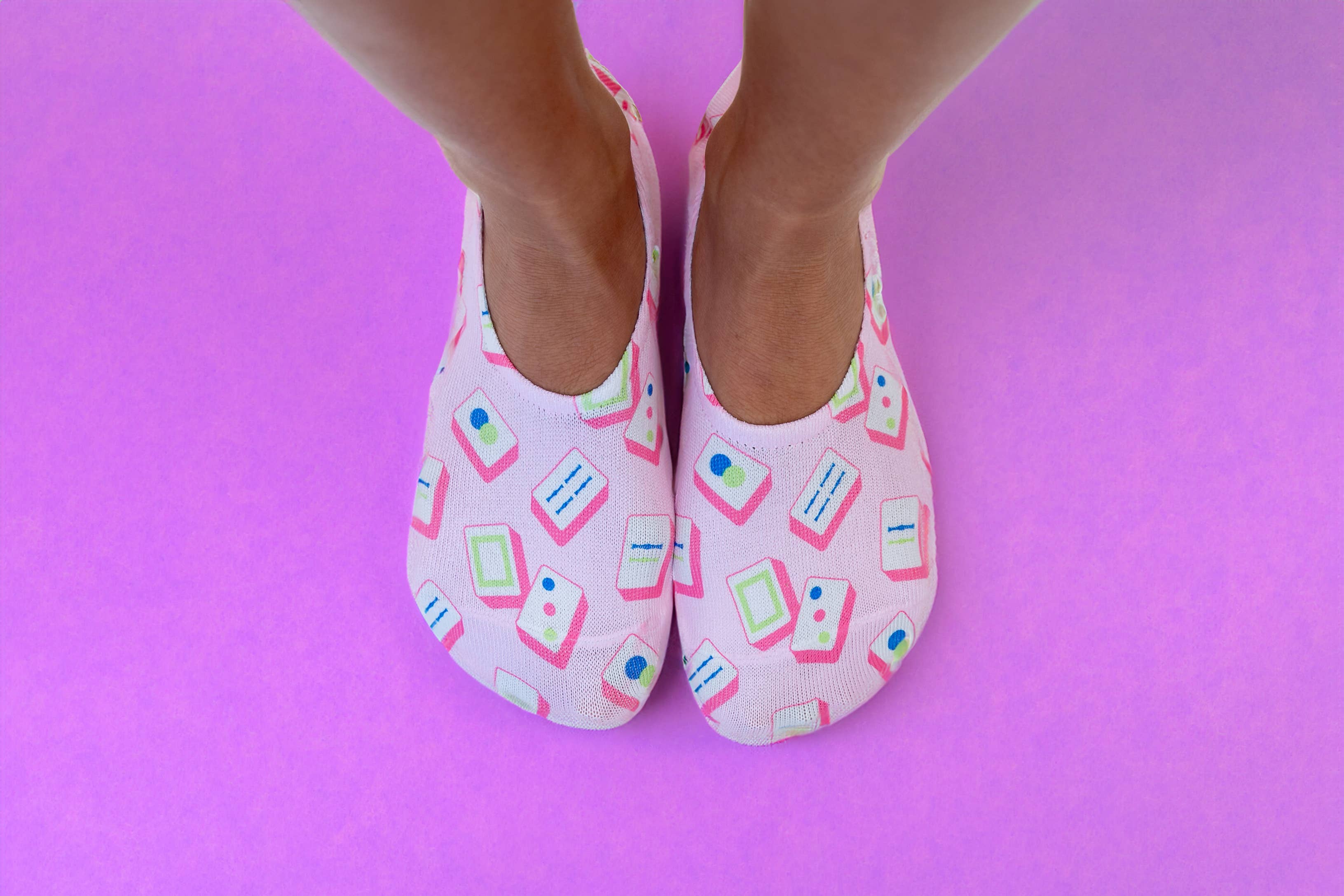 Living Royal - Vente Chaussettes – femme - Chaussettes invisibles - Tuiles de Mahjong - Rose2