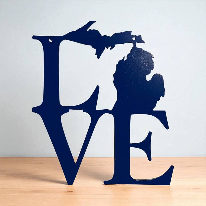 Love Your State Silhouette Metal Wall Art for wholesale by Rebel Metal Gifts & Decor