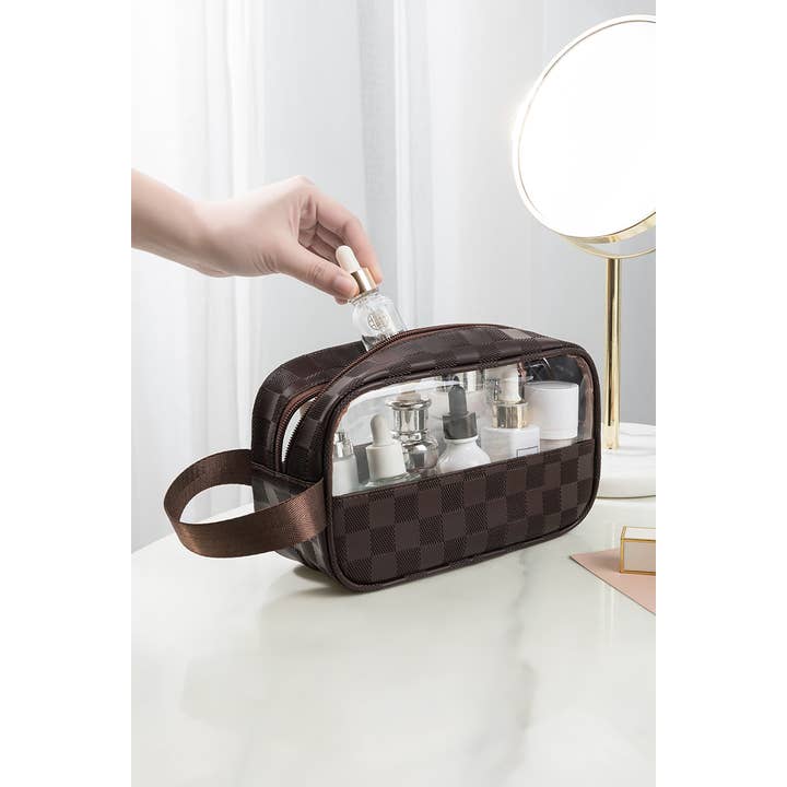 42POPS - Wholesale Makeup/Cosmetic Bag - ,,,,,.....SI-26764 Checkered Clear Cosmetic Makeup Bag2